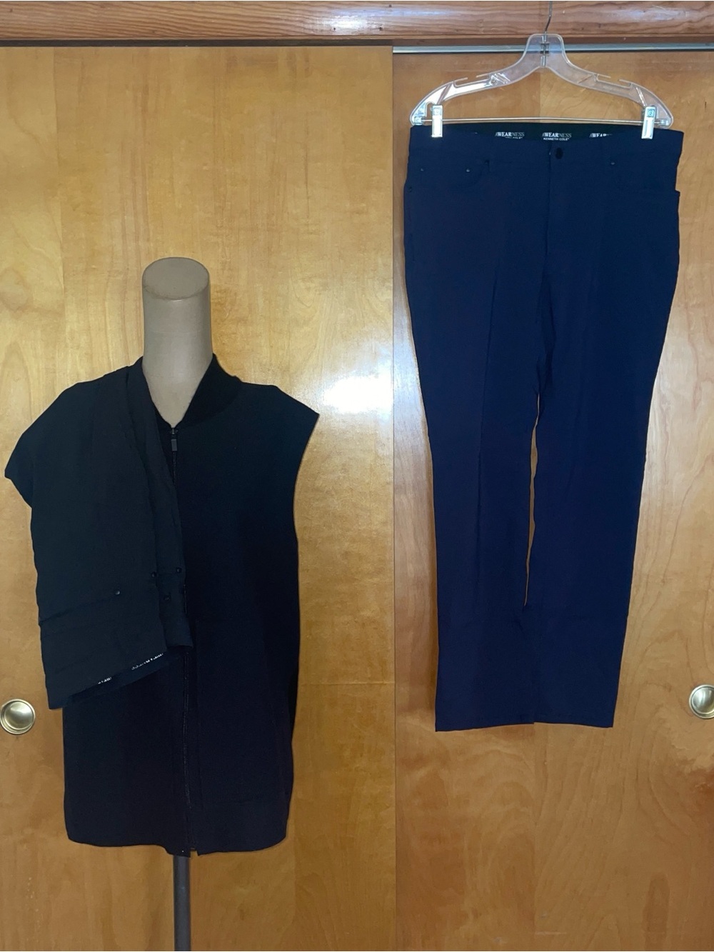 Kenneth Cole Men's Navy Dress Trousers, Black trousers and vest -like new